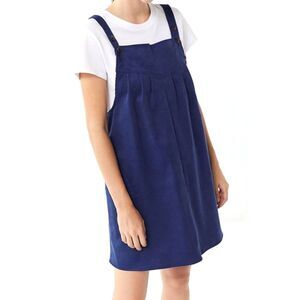 URBAN RENEWAL Corduroy Jumper Dress Apron Bib Blue with Pockets Small Petite